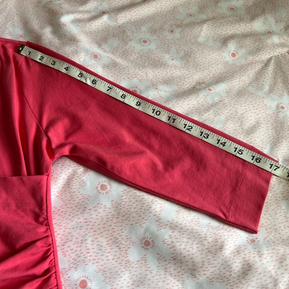 Soft Surroundings Coral Pink Surplice Faux Wrap 3/4 Sleeve Dress Petite Small - Picture 11 of 14
